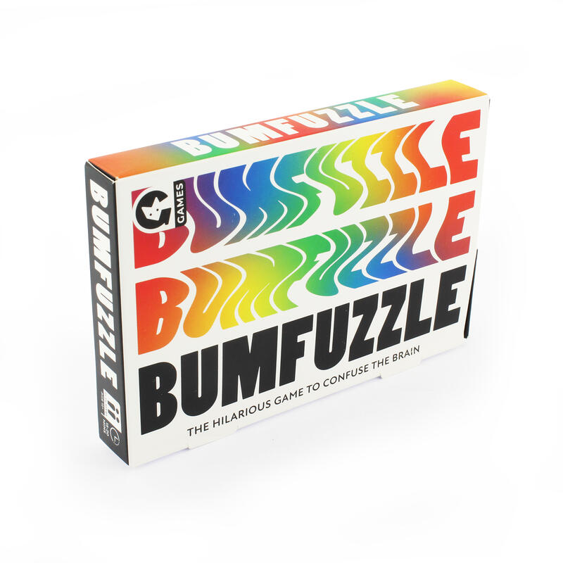 Angled box of bumfuzzle card game