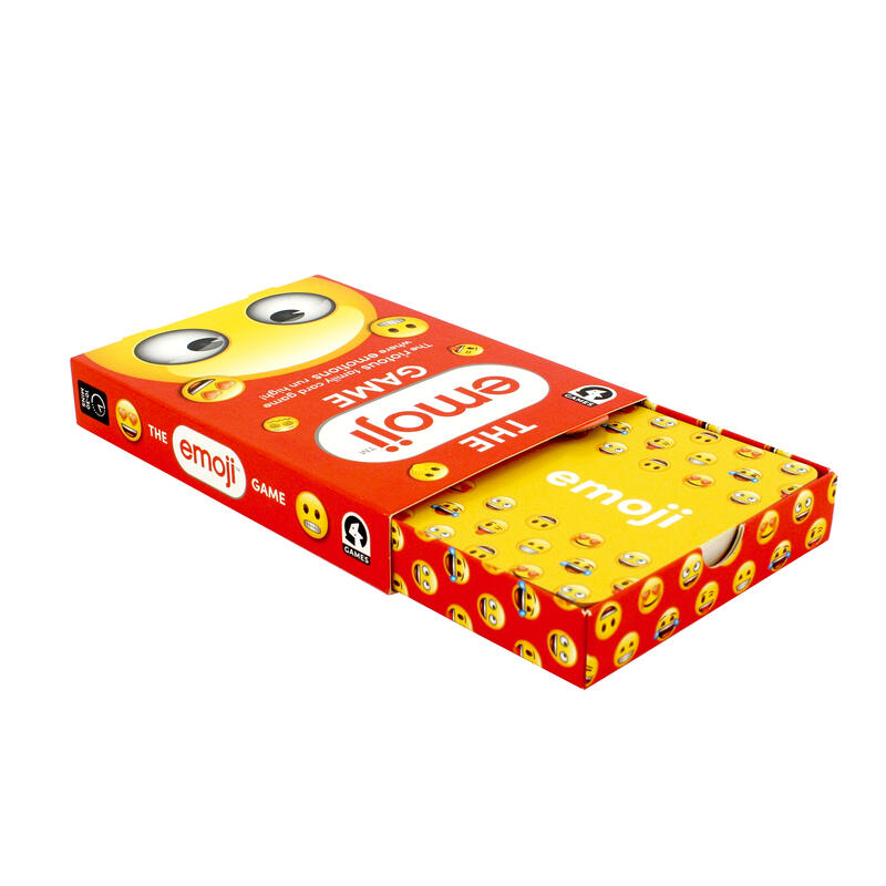 emoji card game box slid open on a white background