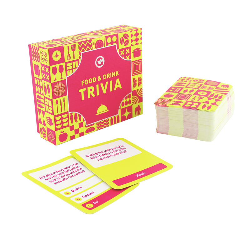 ginger fox angled food and drink trivia game with contents in front