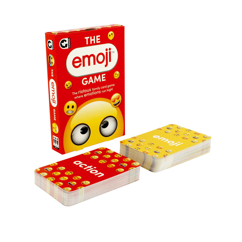 angled emoji box and cards on a white background