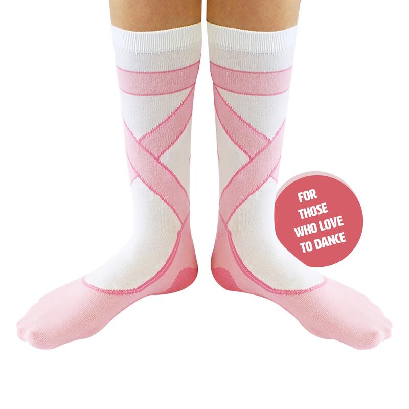 Lower legs of a model in ginger fox pink ballerina socks UK size 3-7