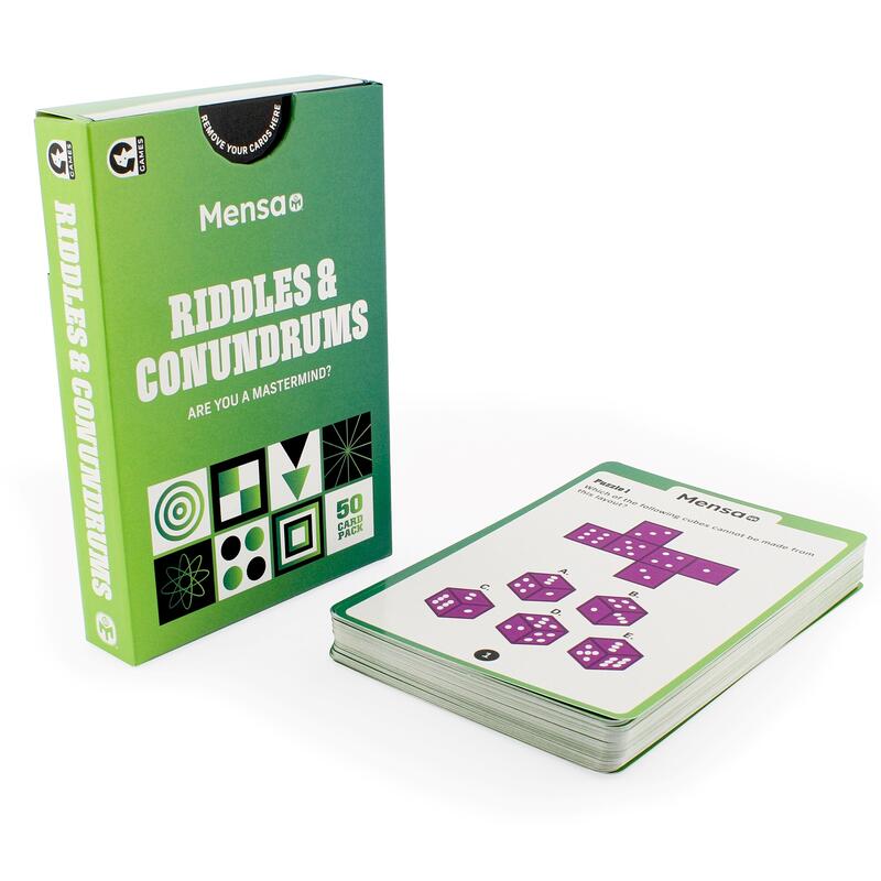 Official riddles & conundrums trivia challenge card game and contents