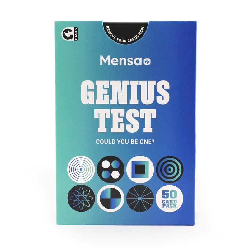 front facing box image of official the genius test trivia challenge card game